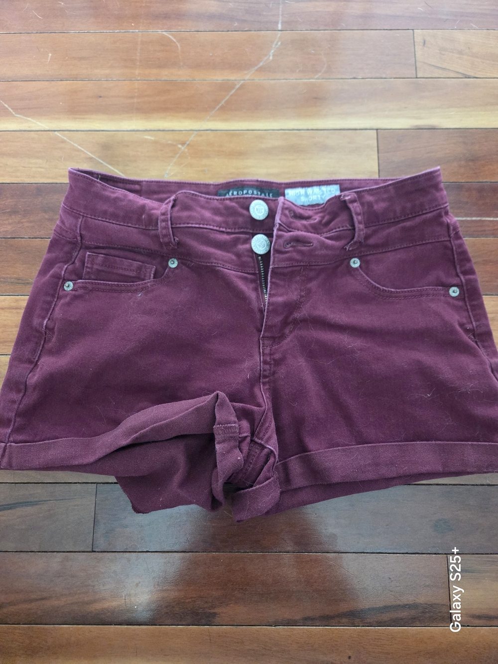 Aeropostale Burgundy High-Rise Denim Shorts Size 6